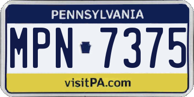 PA license plate MPN7375