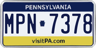 PA license plate MPN7378