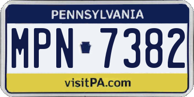 PA license plate MPN7382