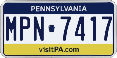 PA license plate MPN7417