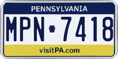 PA license plate MPN7418