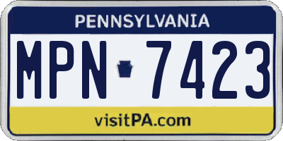 PA license plate MPN7423