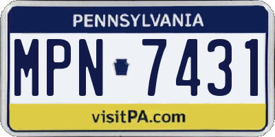 PA license plate MPN7431