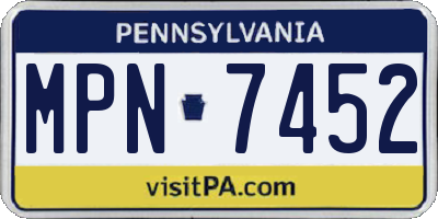 PA license plate MPN7452