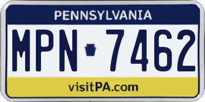 PA license plate MPN7462