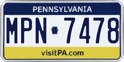 PA license plate MPN7478