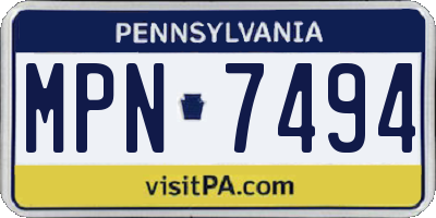 PA license plate MPN7494