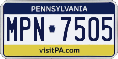 PA license plate MPN7505