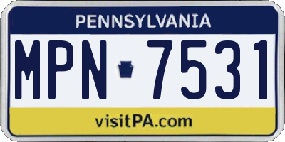 PA license plate MPN7531