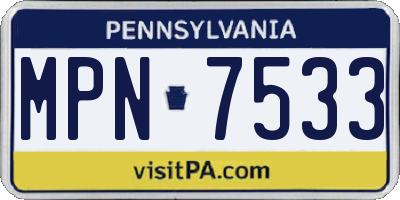 PA license plate MPN7533