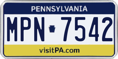 PA license plate MPN7542