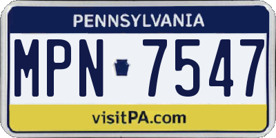 PA license plate MPN7547