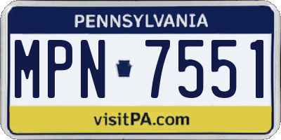 PA license plate MPN7551