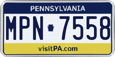 PA license plate MPN7558