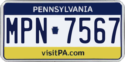 PA license plate MPN7567