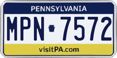 PA license plate MPN7572