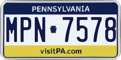 PA license plate MPN7578