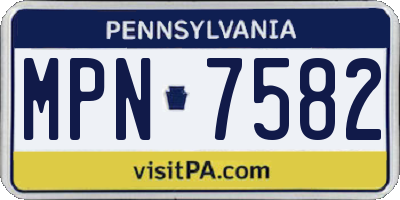 PA license plate MPN7582