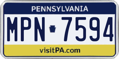 PA license plate MPN7594