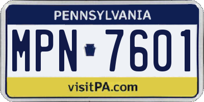 PA license plate MPN7601