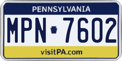 PA license plate MPN7602