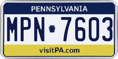 PA license plate MPN7603