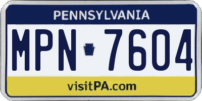 PA license plate MPN7604