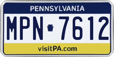 PA license plate MPN7612