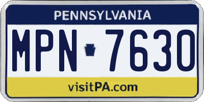 PA license plate MPN7630