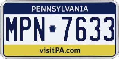 PA license plate MPN7633