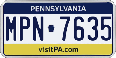 PA license plate MPN7635