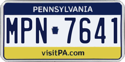 PA license plate MPN7641