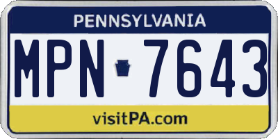 PA license plate MPN7643