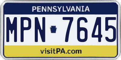 PA license plate MPN7645
