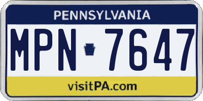PA license plate MPN7647