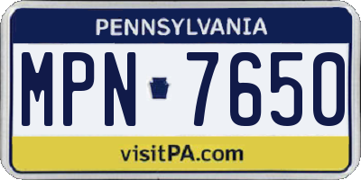 PA license plate MPN7650