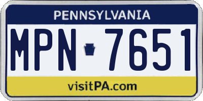 PA license plate MPN7651