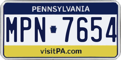 PA license plate MPN7654