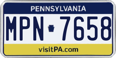 PA license plate MPN7658
