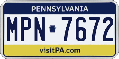 PA license plate MPN7672