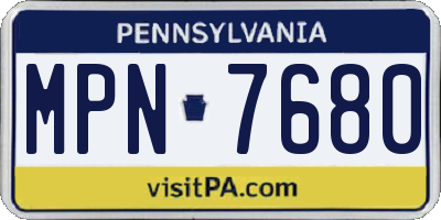 PA license plate MPN7680
