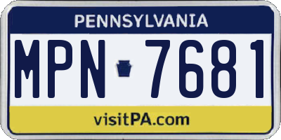 PA license plate MPN7681