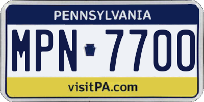 PA license plate MPN7700