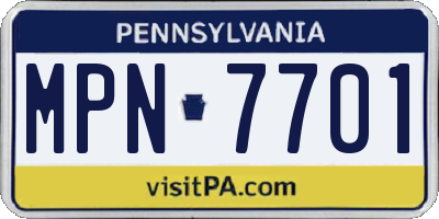 PA license plate MPN7701