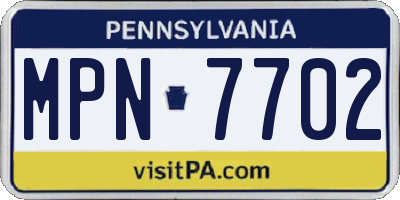 PA license plate MPN7702