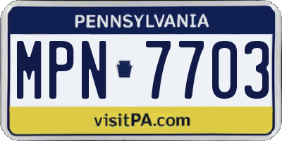 PA license plate MPN7703