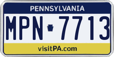 PA license plate MPN7713