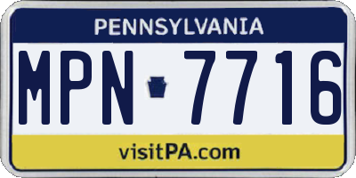 PA license plate MPN7716