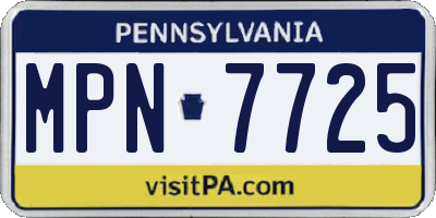 PA license plate MPN7725
