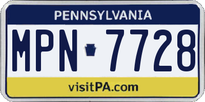 PA license plate MPN7728